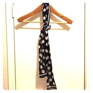 Scarf: navy with white polka dots